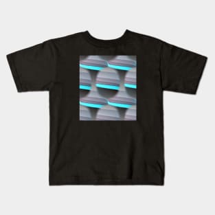 Aqua & Grays Multi Shape Pattern Kids T-Shirt